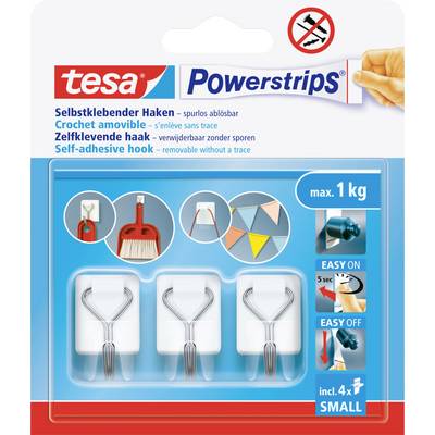 tesa Powerstrips Small Adhesive hooks 3x White, Stainless steel Content: 3 pc(s)