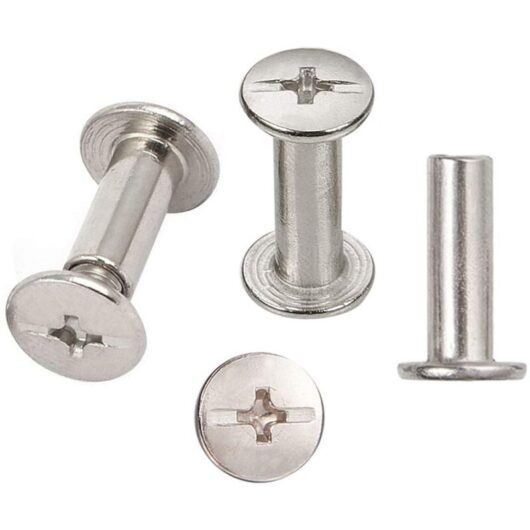 30 sets of Chicago binding screws, nickel-plated binding screws 5 mm x 15 mm, silver-colored