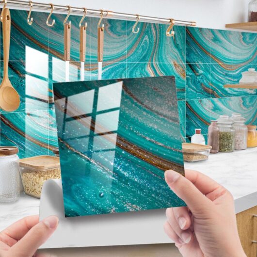 CCYKXA (H)20Pcs Marble Tile Stickers for Kitchen Bathroom Backsplash PVC Waterproof Oilproof DIY Self Adhesive New Wall Stickers Home Decor
