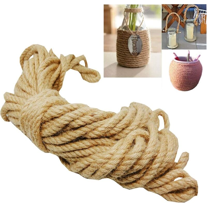 Readcly - 2pcs Natural Jute Thick Jute Cord Strong Hemp Rope Party Decorations 10M Hemp Twine 8mm for Boating diy Crafts Arts Gift Wrapping Gardening