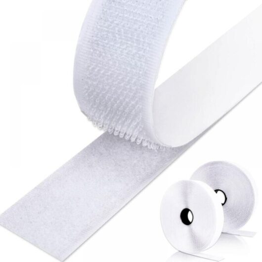 10M Double Sided Self Adhesive Scratch Tape, Adhesive Hook and Loop Strips for Wall Hangings Carpets 20mm (White)