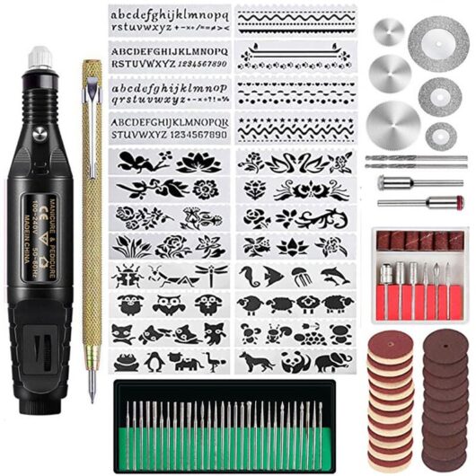 Tinor - 107 Pcs Engraving Tool Kit, Multifunctional Corded Engraver Pen, diy Rotary Tool for Jewelry, Glass, Wood, Metal