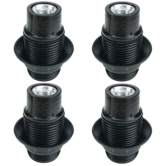 Black E14 Light Bulb Holder, 4 Pieces E14 Socket, E14 Socket Light Bulb, Solid Light Bulb Socket, Black Socket Adapter
