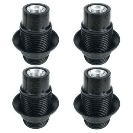 Black E14 lamp holder, 4 pieces E14 socket, E14 lamp holder, solid lamp holder, black socket adapter MUMU