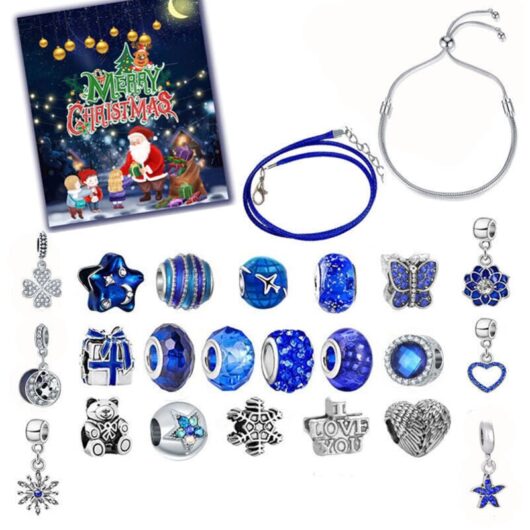 Gotrays - 2023 Advent Calendar for Adult Girls - Royal Blue Jewelry - 24 Days Christmas Countdown - Royal Blue Snowflake Metal Charms - diy Beads