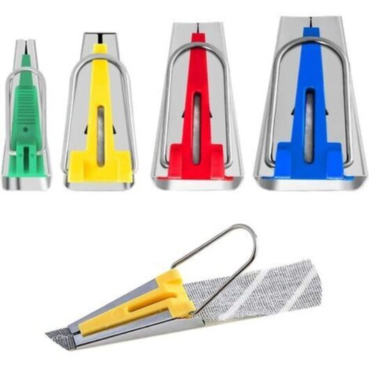 Gotrays - Bias Binding Machines, Sewing Bias Tape, Fabric Strips of Different Sizes for Making Width 6mm 12mm 18mm 25mm (Pack of 4)