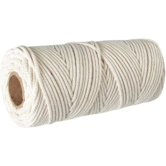 Macrame Cotton Rope 3mm, 100m Cotton Thread, 100% Natural Macrame Cord, DIY Braided Rope for Plant Hanger Table Flag Decoration Crafts Hanging MUMU