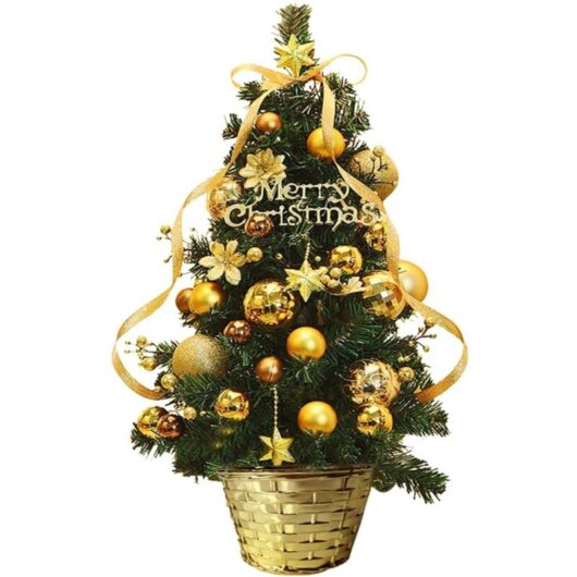 Small Artificial Christmas Tree, 55cm Tabletop Artificial Christmas Tree with DIY Accessories Ornaments, Gift for Christmas Party Supplies Christmas