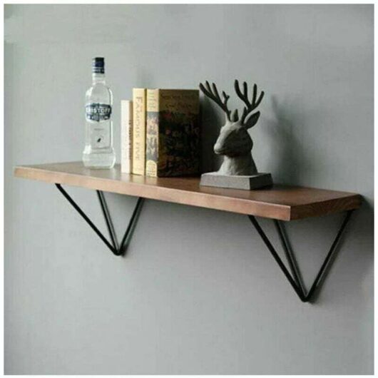 Ymyny - Set of 2 Mid-Century Geometric Prism Triangle Metal Shelf Brackets, Black Wall Brackets, Thick mumu