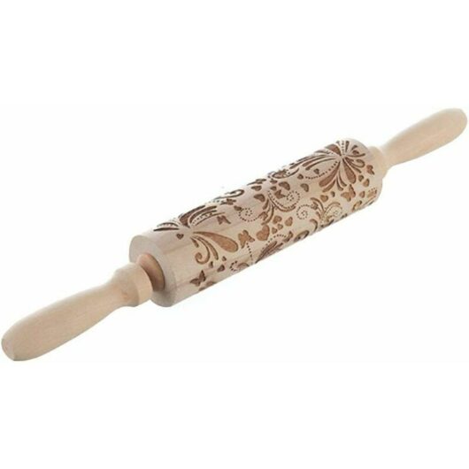Trimec - diy Rouleaux à Patisserie en Bois Nol Maison Biscuits Outils Fournitures Motif en Relief Rouleau Pate à Gaufrage Gravé Laser Baton Sculpté