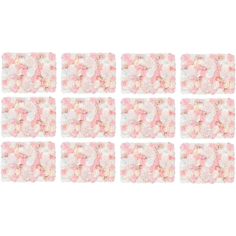 12PCS Artificial Flower Wall Fake Flower Wall Artificial Rose DIY Flower Wall Flower Wall Panel for Wedding Background Decorations Home Garden Party