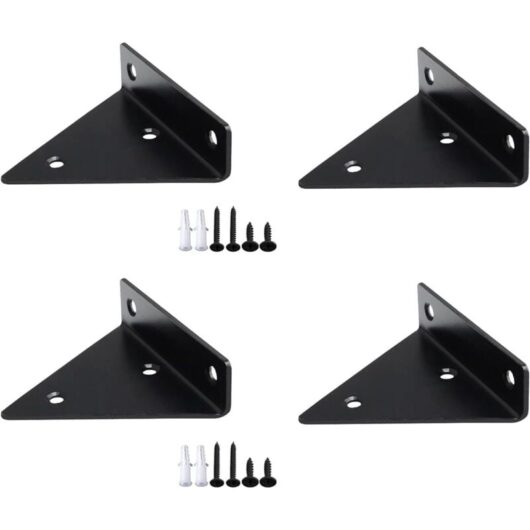 4 Pieces Floating Shelf Brackets Metal Triangle Shelf Support Floating Concealed Wall Shelf Brackets with 16 Screws Wall Shelf Brace DIY Room