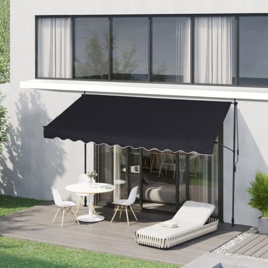 Garden Awnings 250x120cm Manual Adjustable Awning diy Patio Garden Awning Sun Shade Shelter Canopy with Hand Crank for Patio Garden Balck