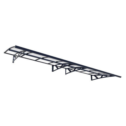 Patio Cover Amsterdam Door Awning Canopy 4460 Clear - Acrylic - L447 x W139 x H33 cm - Grey