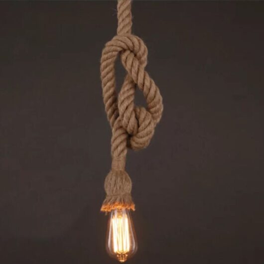 Vintage Chandelier Industrial Ceiling Pendant Light Hemp Rope Hanging Lamp 150cm Height Adjustable