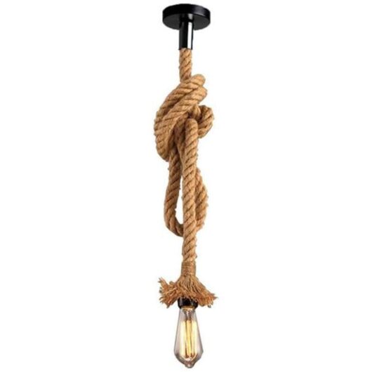 Vintage Chandelier Industrial Ceiling Pendant Light Hemp Rope Hanging Lamp 200cm Height Adjustable