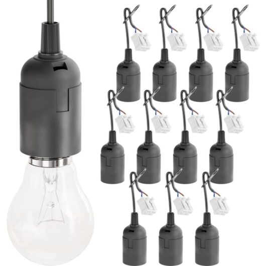 12x construction base E27 black with quick connector - lamp base E27 including strain relief - decorative base E27 max. 60W 250V - construction base