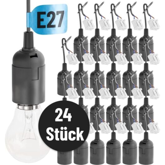 24x construction base E27 black with quick connector - lamp base E27 including strain relief - decorative base E27 max. 60W 250V - construction base