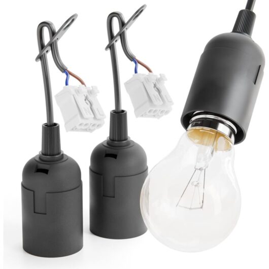 3x construction base E27 black with quick connector - lamp base E27 including strain relief - decorative base E27 max. 60W 250V - construction base