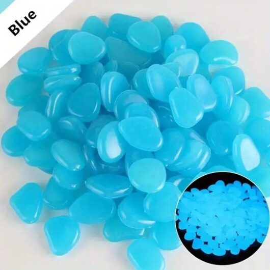 400 Pieces Blue Luminescent Stones, Glow in the Dark Pebble Stones, for Aquarium Fish Tank Garden Path Potted Plants (Blue)