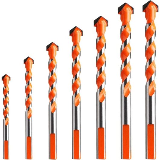 7 Pieces Tungsten Carbide Masonry Drill Bits, Multi-Material Triangle Drill Bits Metal Drill Bits for Tile Concrete Brick Glass Plastic Marble Mirror