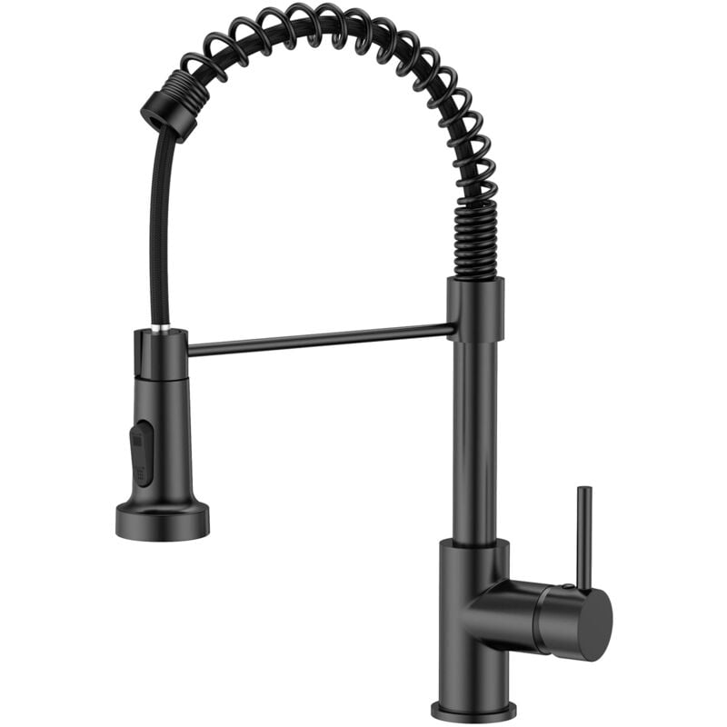 Black Kitchen Faucet, 360° Swivel High Arc Sink Sprayer Kitchen Mixer Tap, 2-Mode Pull-Out Sprayer