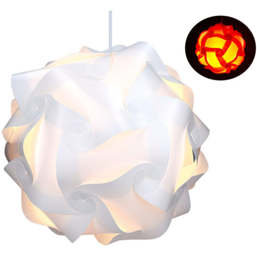Csparkv - Puzzle lamp xl lampshade - iq luminaire 30 pcs 15 designs white light - Diameter approx. 40 cm - With ceiling support cable socket E27