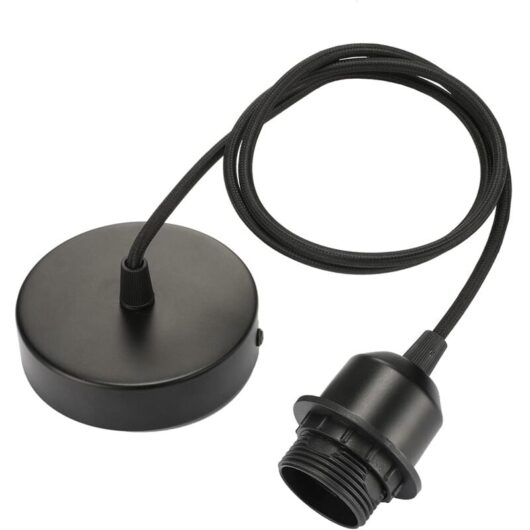 E27 pendant light with screw ring, 100cm adjustable fabric cable, pendant light compatible with lampshade, ideal socket for kitchen pendant light,