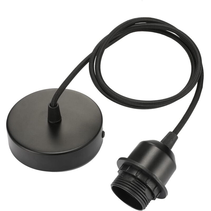E27 pendant light with screw ring, 100cm adjustable fabric cable, pendant light compatible with lampshade, ideal socket for kitchen pendant light,