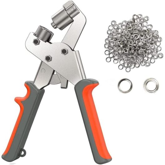 Eyelet Tool Kit, Eyelet Press Pliers, Portable Punching Kit, Portable Eyelet Machine with 100 Eyelets Set