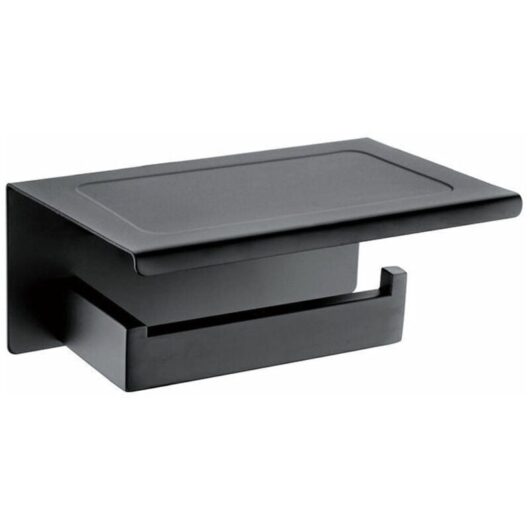 Toilet Wall Mounted Black Painted Toilet Paper Holder with Cisea Phone Holder