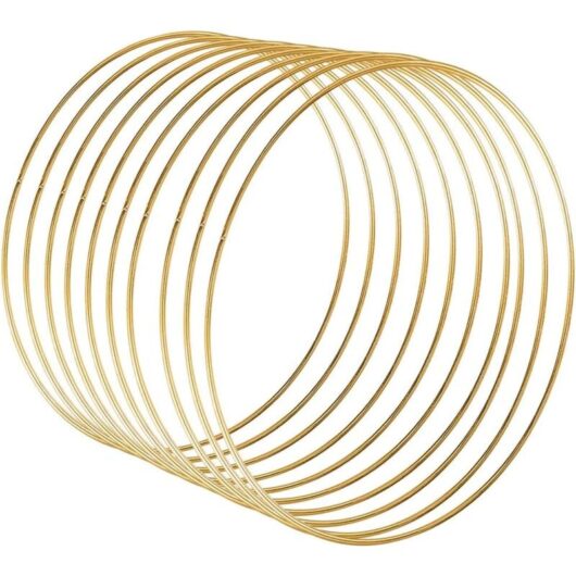 10 Pièces 25 cm Cerceau en Métal Anneaux en Macramé Florale d'or métal Couronne pour Bricolage Couronne de Noël Décor de Couronnes de Mariage