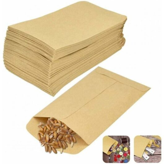 100Pcs Brown Kraft Paper Bags 20 x 12 cm Food Bag Kraft Pouch Seeds Recyclable Bag Vintage Kraft Paper Bag for Seeds Candy Cookies Letters