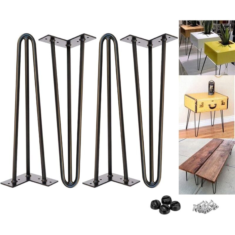 16 inch Metal Table Legs 40cm Black Steel Hairpin Table Leg 3 Rod Mid 41cm Century Modern Furniture Industrial Style for Side Table Bench diy