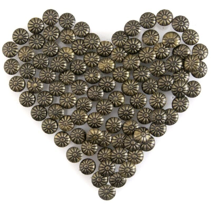 200pcs 14mm Brass Copper Upholstery Nails Decorative Furniture Nails Floral Pattern DIY Upholstery Tacks