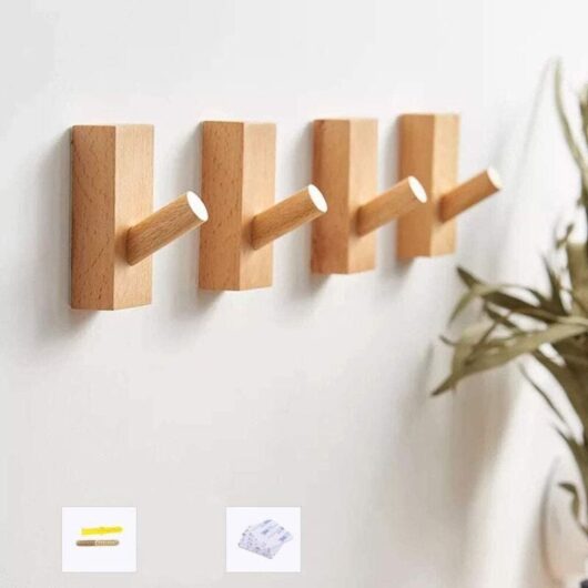4-piece wooden wall-mounted hat hook set, wooden wall hook, decorative single storage hat holder