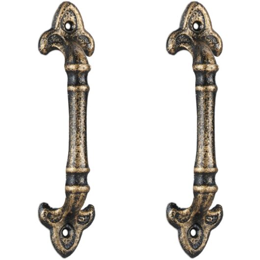 4x Vintage Furniture Handles, Antique Door Grips for Cupboards, Drawers, Cast Iron, hwd: 20x4.5x4 cm, Bronze - Relaxdays