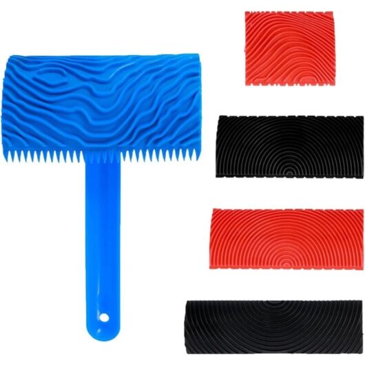 5Pcs Wood Graining Tool Kit, Wood Pattern Painting Tool, Wall Texture Roller Brush for diy Wall Decoration - Csparkv