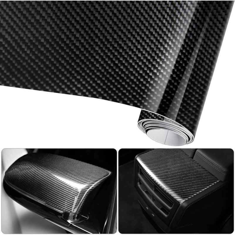 6D Waterproof Car Sticker Film Carbon Fiber Vinyl Adhesive 3M x 0.3M Waterproof Non-stick for Car, Computer, Smartphone Case, Motorcycle,