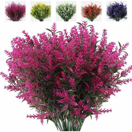 8 bouquets de fleurs artificielles, fausses plantes d'extérieur, fleurs artificielles de lavande anti-ultraviolets, arbustes en plastique, ornements