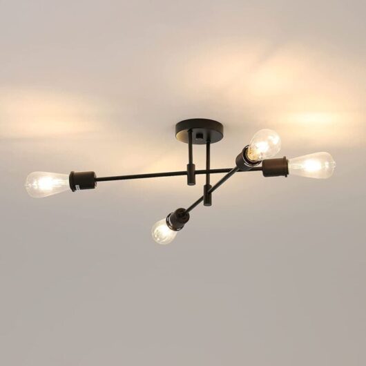 Comely - Ceiling Light Industrial, 4-Lights Vintage Retro Ceiling Lamp, Modern Chandeliers Ceiling Pendant Light E27 for Living Room Bedroom Kitchen