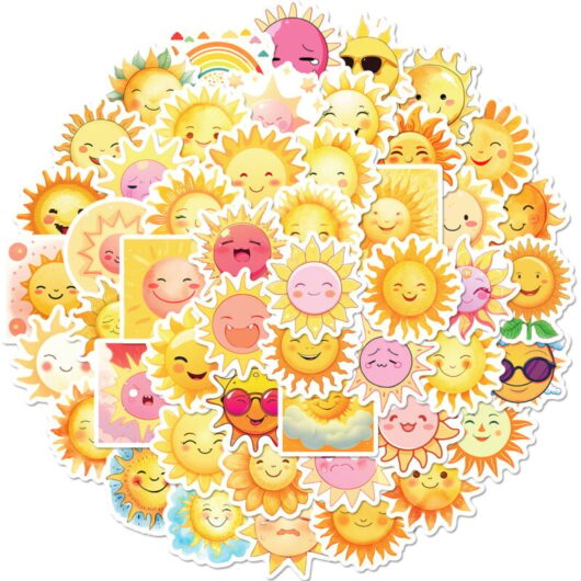 Csparkv - 100 Pieces Aesthetic Stickers, Sunshine Stickers, Waterproof Vinyl Stickers, Suitcase Stickers for Luggage Skateboard Guitar Laptop Water