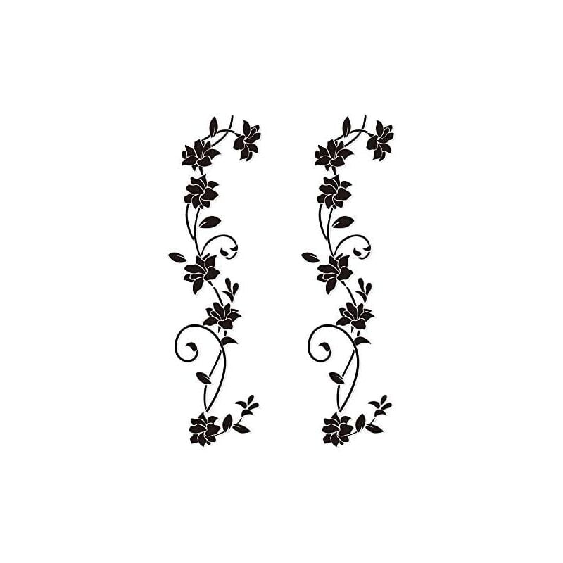 Csparkv - 105 x 30cm 2 Sets Black Flower Vine Wall Stickers pvc Deisgn Wall Decal for Kids Bedroom Living Room Office Restaurant Shop Decoration