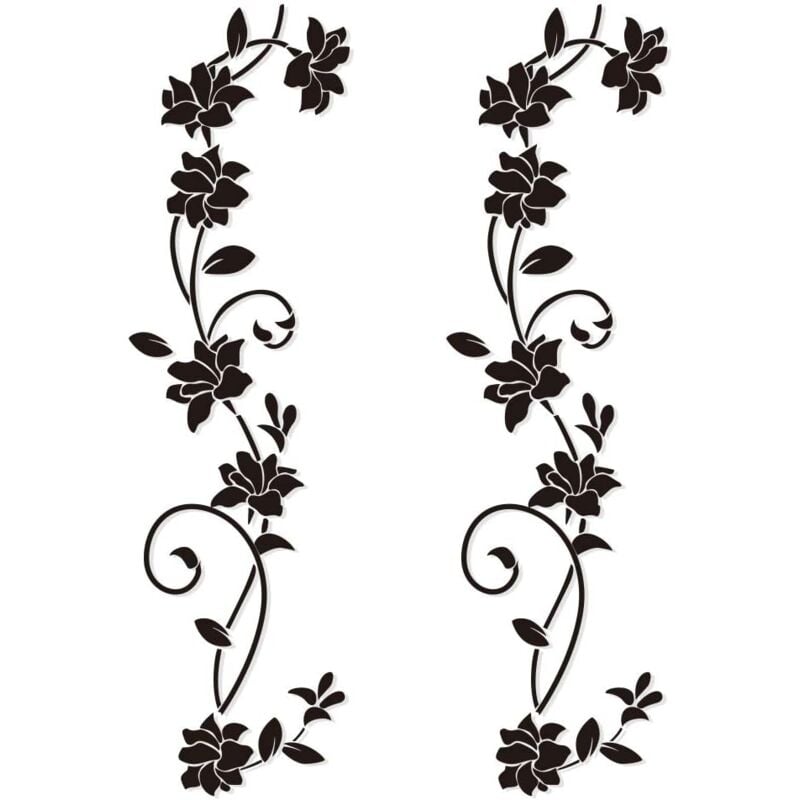 Csparkv - 2 Sets Wall Stickers 10030cm Black Flower Vine Design pvc Wall Sticker for Kids Bedroom Living Room Office Restaurant Shop Decoration