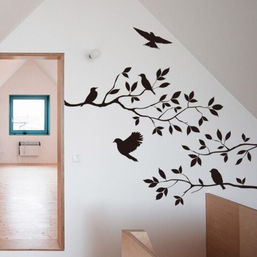 Csparkv - Removable Vinyl Wall Stickers for Kids Room Decor, Tree Branches Pattern, Black, 22' x 14'