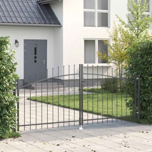 Garden Gate with Lock Grey 100 x 300 cm Steel Vidaxl