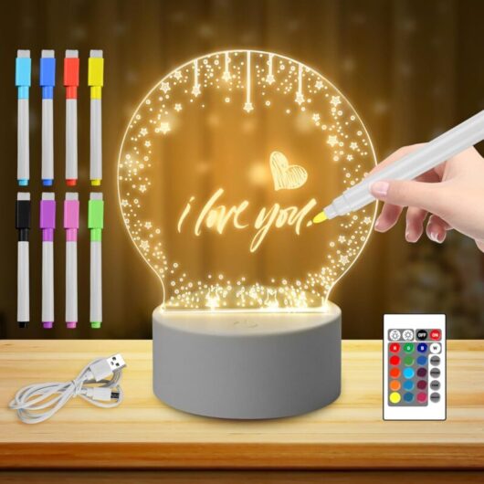 Ikodm - Acrylic led Night Light, Creative diy led Lamp with Remote Control and Erasable Pen, Personalized Baby Night Light, led Bedside Lamp for