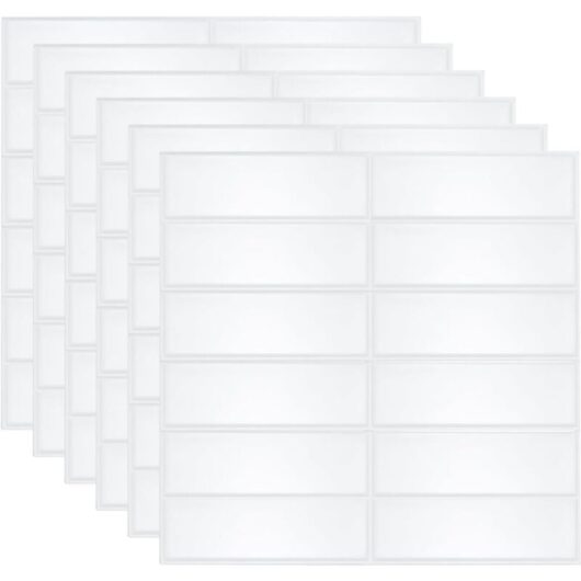 Kingsaid 6pcs White Self Adhesive Wall Tiles, 3D Stick on Tiles Kitchen, Easy Clean Peel and Stick Wall Tile for Home Decor (10x10 inch White)