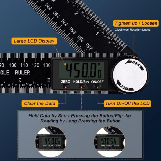 Linghhang - Digital Angle Finder, Digital Inclinometer Protractor Angle Measuring Tool Angle Ruler with lcd Display for Car Repair