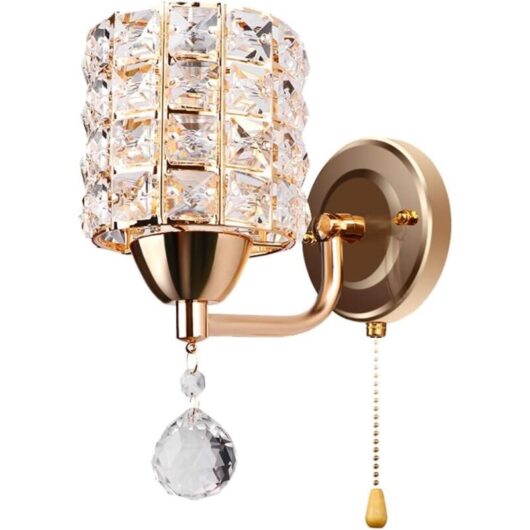 Modern Wall Lights Crystal Wall Light Elegant Style Creative Cylinder Wall Sconce For Living Room Dining Room Bedroom Gold